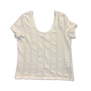 Madewell Pointelle Ribbed Scoop Neck Knit T-Shirt